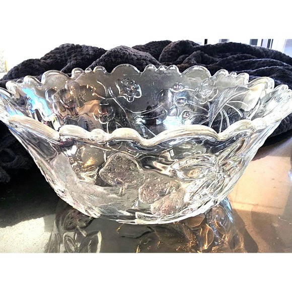 Studio Nova Other - Studio Nova Fruit Harvest Iridescent Glass Bowl Vintage Mikasa Embossed 11 inch